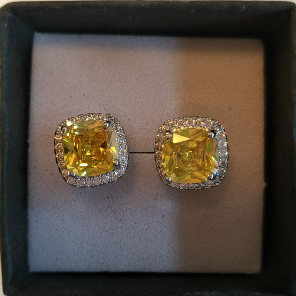 New! Yellow moissanite and zircon earrings in sterling silver, stunning! - Picture 8 of 8